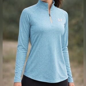 Under Armour Women’s HeatGear Quarter Zip Pullover Blue Size M Loose Fit